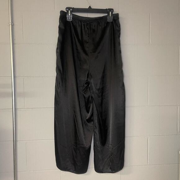 BB Dakota Black Satin Flowy Casual Lounge Pants Wide Leg Women’s Size Large - Picture 6 of 11